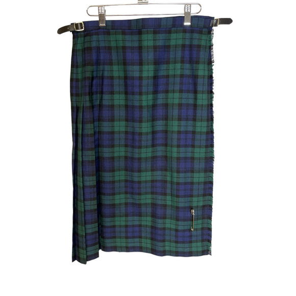 Academia Highland Home Industries Pleated Tartan Green Blue Vintage Skirt - Picture 3 of 6